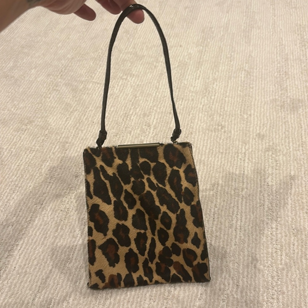 Adrienne Vittadini vintage purse. Leopard print. 8” X 6-1/2”.